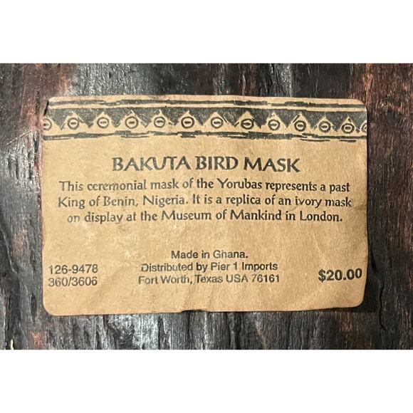 VTG Ghana Mask Pier 1 Imports Hand Carved Wood Ceremonial Africa Beads Tribal - Picture 4 of 4